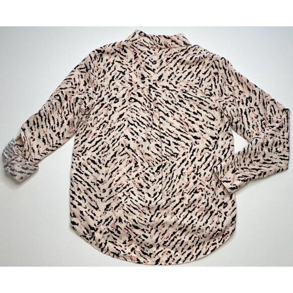 Calvin Klein Button Down Shirt‎ Top Small Women's Tiger Animal Print Tencel NEW - Picture 2 of 10